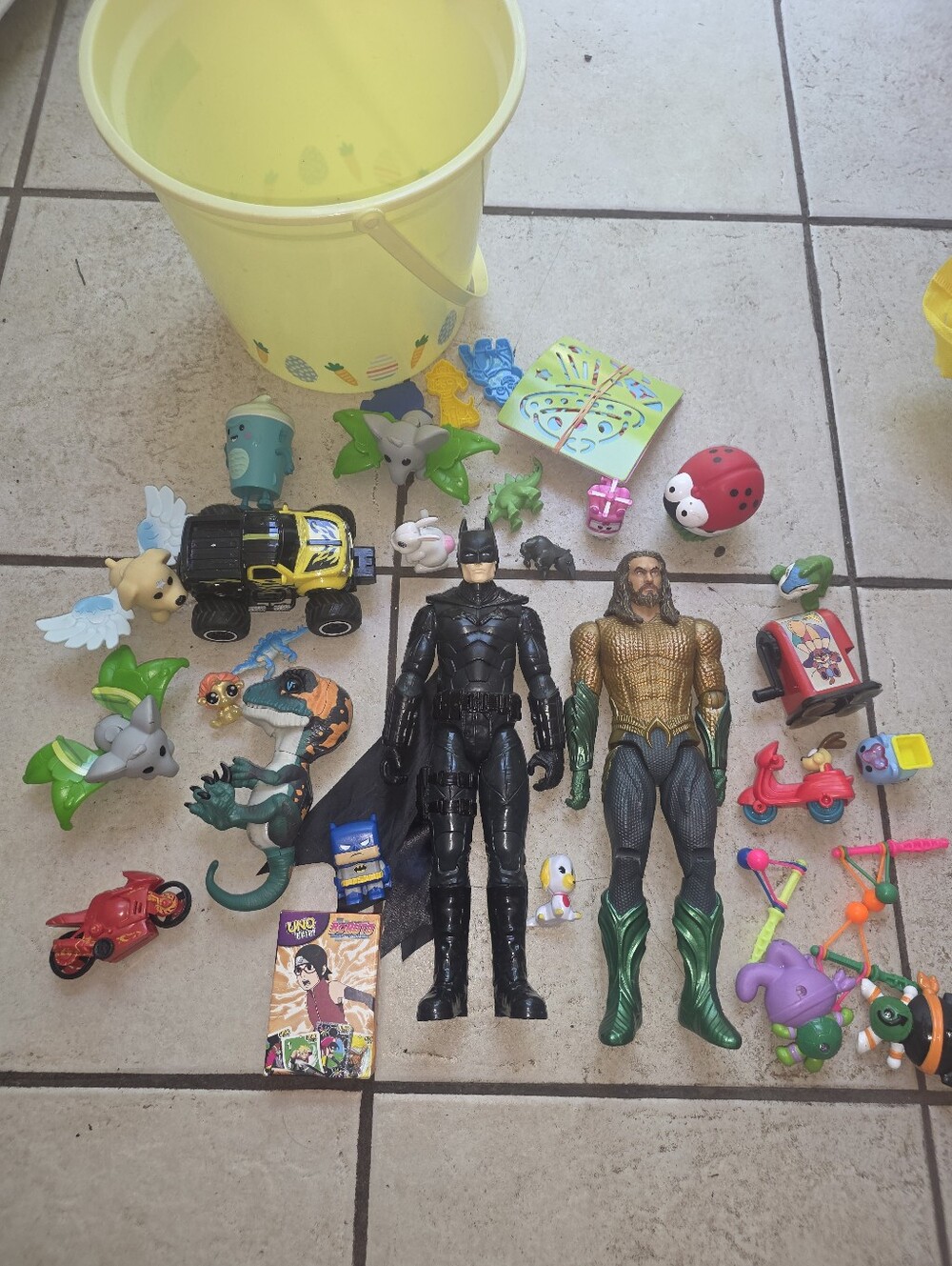 Big Boy Toy Lot W Batman Aquaman Fingerling Everything Including Bucket!